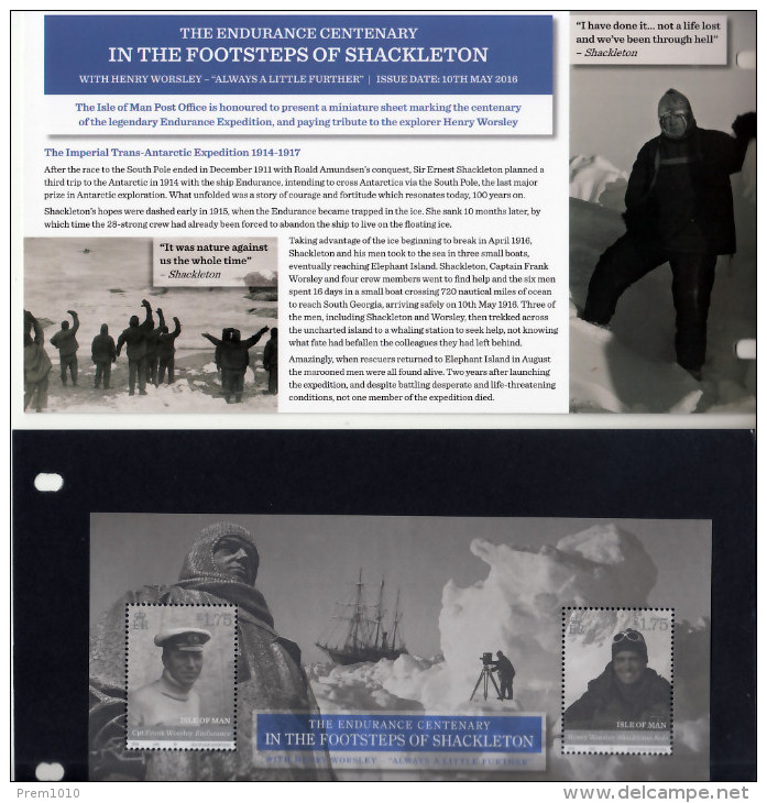 POLAR EXPLORERS- ERNEST SHACKLETON- ISLE OF MAN 2016- PRESENTATION PACK- IN THE FOOTSTEPS OF SCHAKLETON - Polar Explorers & Famous People