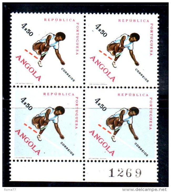 QUS16 - ANGOLA 1962 ,  N. 440  ***  MNH Salto In Alto Quartina Ripiegata : Numerata - Angola