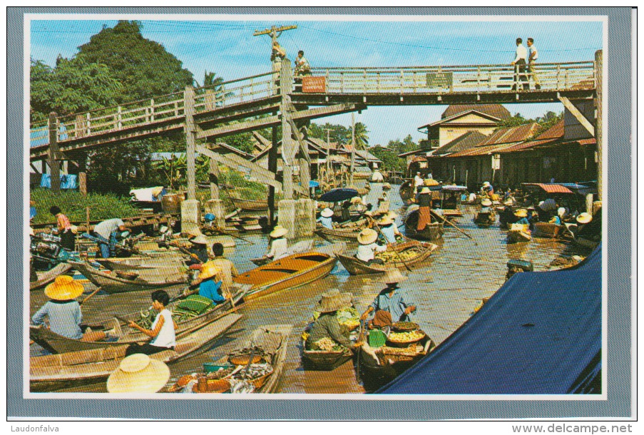 Ethnic Thailand Floating Market Types Costumes - Wood Bridge Over The River - Unused,perfect Shape - Asia