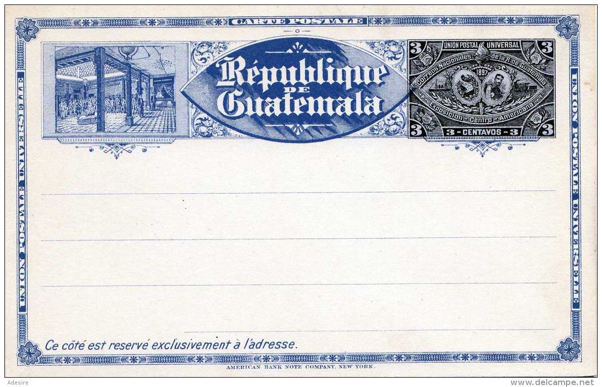 GUATEMALA 1897 - 3 Centavos Ganzsache Auf Lihographischer Postkarte Ungelaufen - Guatemala