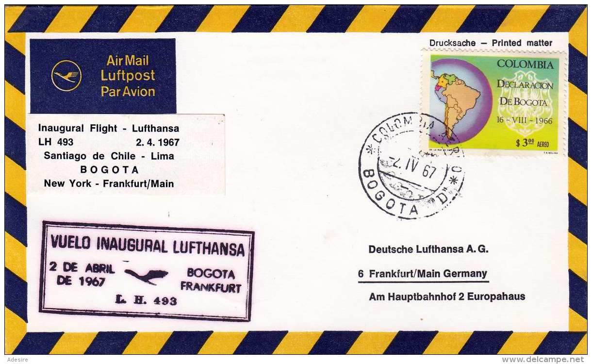 COLOMBIA 1967 - 3 $ Auf FP-Brief Lufthansa BOGOTA - FRANKFURT - Colombie