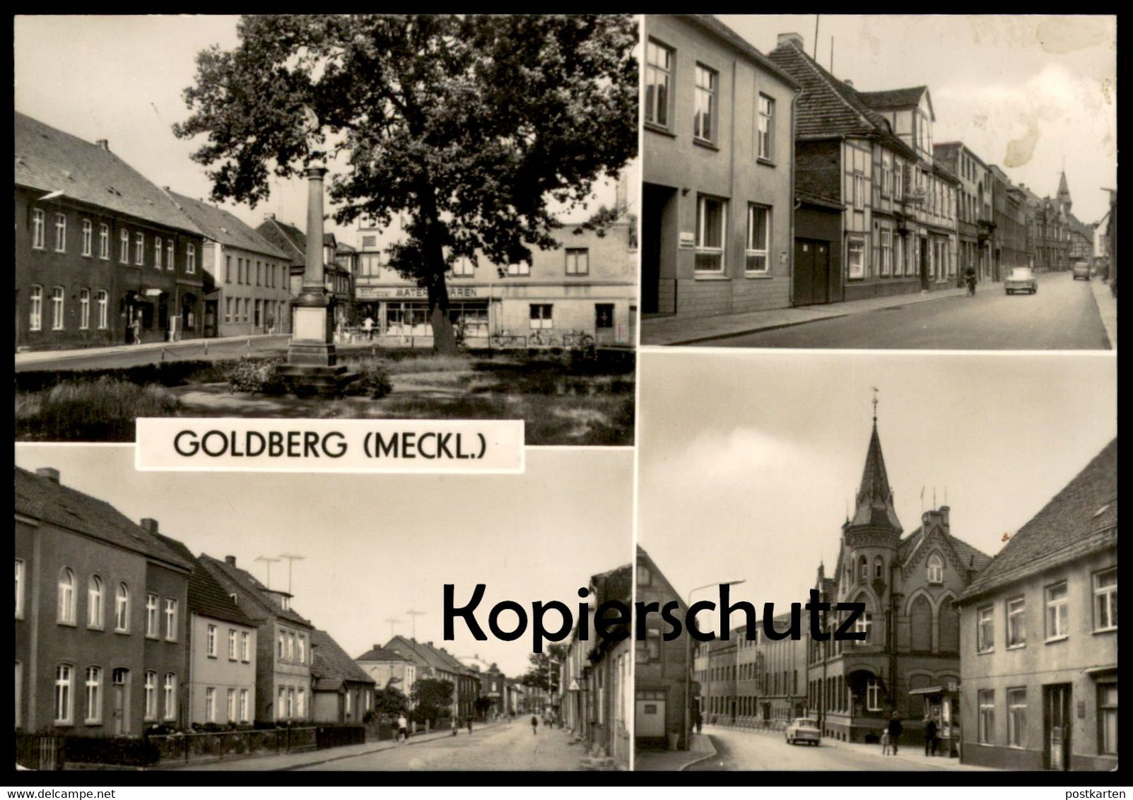 ÄLTERE POSTKARTE GOLDBERG MECKLENBURG STRASSE DES FRIEDENS KARL-MARX-STRASSE SCHRÖDER MATERIALWAREN AK Postcard Cpa - Goldberg