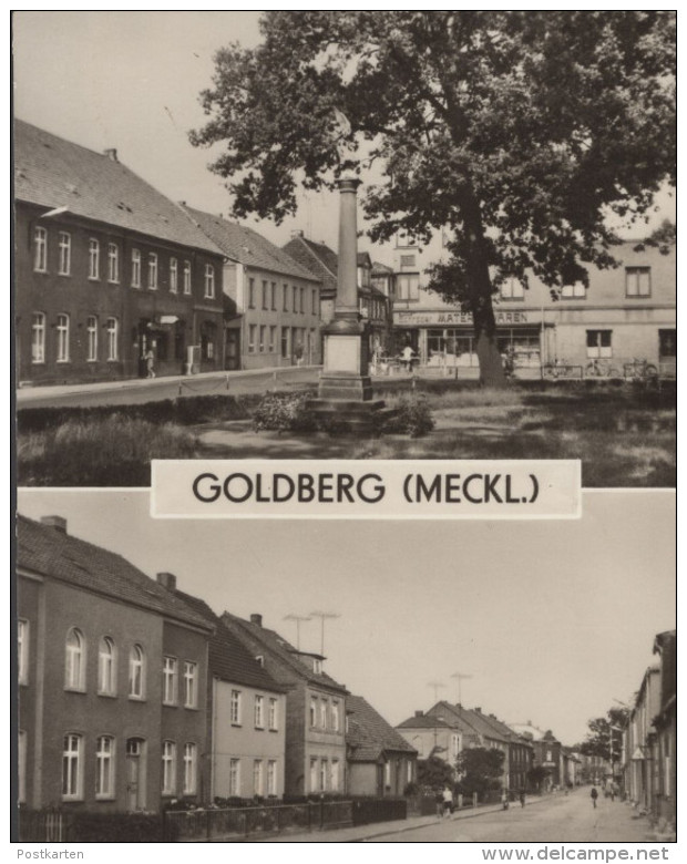 ÄLTERE POSTKARTE GOLDBERG MECKLENBURG STRASSE DES FRIEDENS KARL-MARX-STRASSE SCHRÖDER MATERIALWAREN AK Postcard Cpa - Goldberg