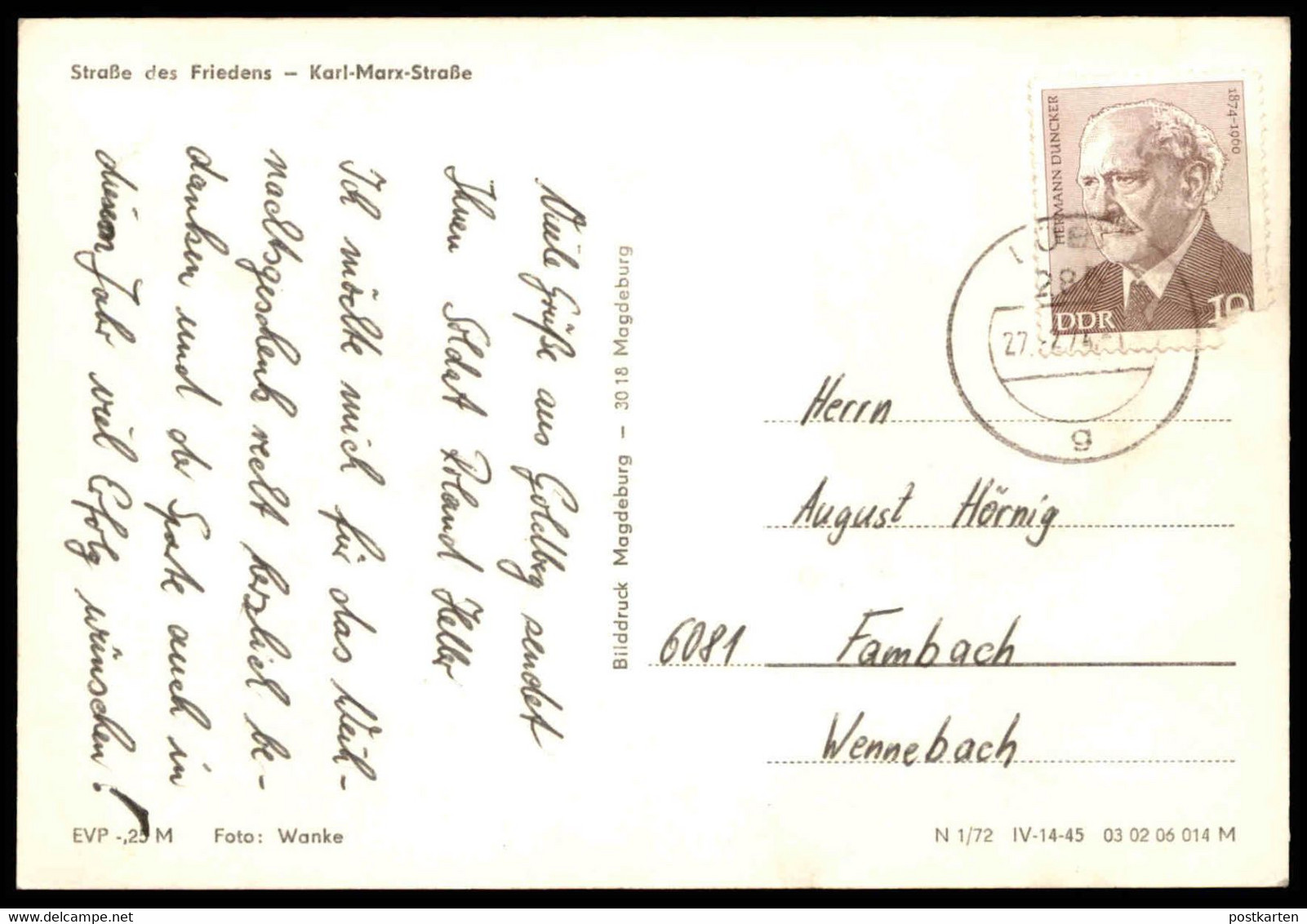 ÄLTERE POSTKARTE GOLDBERG MECKLENBURG STRASSE DES FRIEDENS KARL-MARX-STRASSE SCHRÖDER MATERIALWAREN AK Postcard Cpa - Goldberg