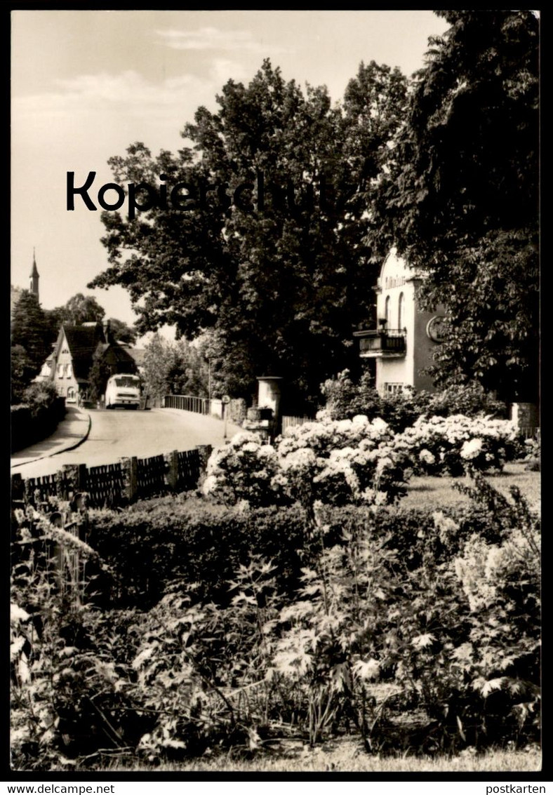 ÄLTERE POSTKARTE GRÜNHEIDE MARK KARL-MARX-STRASSE BUS OMNIBUS BLUMEN AK Ansichtskarte Postcard Cpa - Gruenheide