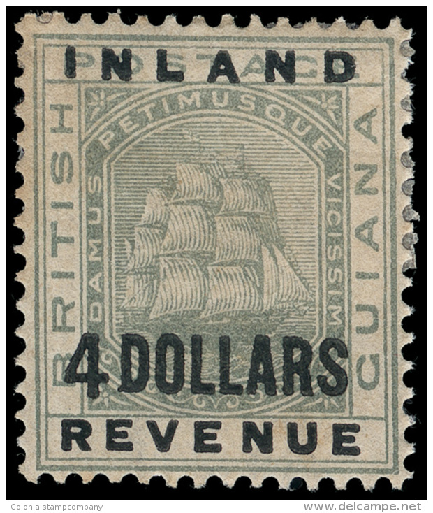 *        127A (188a) 1888 $4 Green Seal Of The Colony^ Overprinted "INLAND REVENUE" And Surcharged With Large "4"... - Brits-Guiana (...-1966)