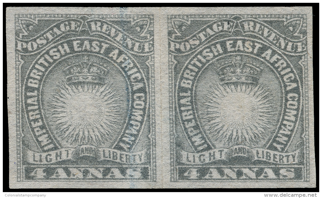 *        19b (10) 1890 4a Grey Sun And Crown, Imperf Pair^, Unwmkd, Only One Sheet Of 120 Ptd, Four Full Even... - Brits Oost-Afrika