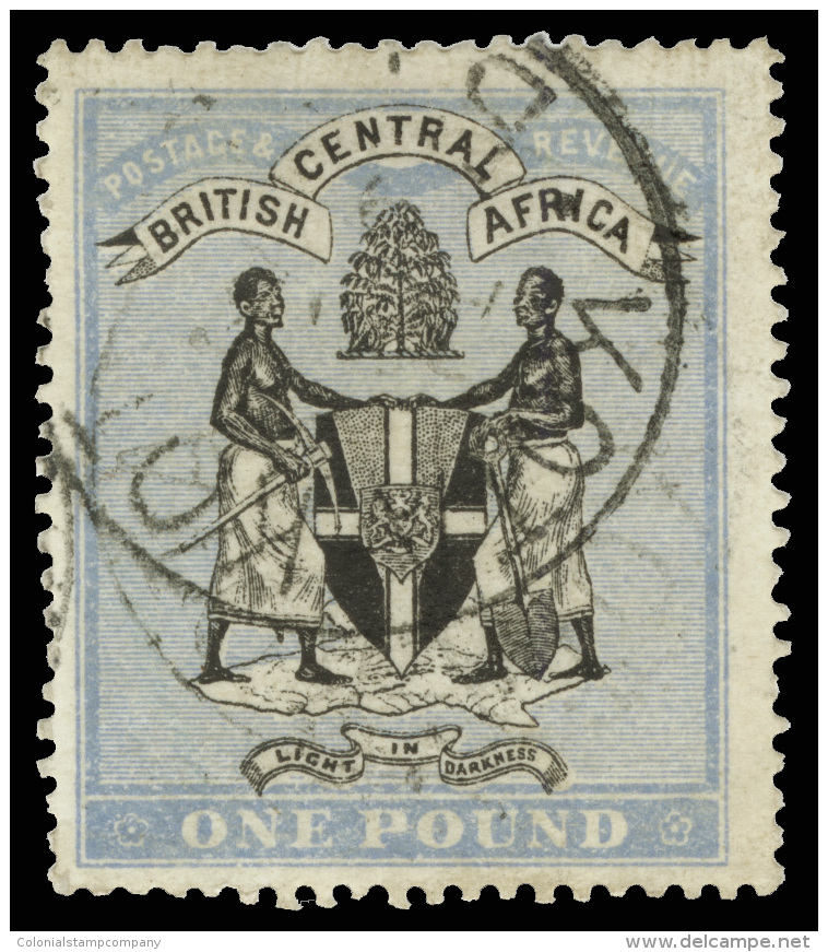 O        40 (40) 1896 &pound;1 Black And Blue Arms Of The Protectorate^, Wmkd CC Sideways, Perf 14, Canceled With... - Andere & Zonder Classificatie