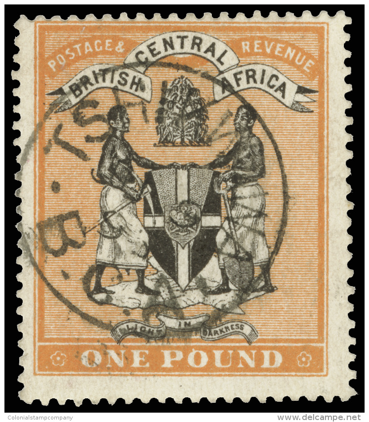 O        29 (29) 1895 &pound;1 Black And Yellow-orange Arms Of The Protectorate^, Unwmkd, Perf 14, Light... - Andere & Zonder Classificatie