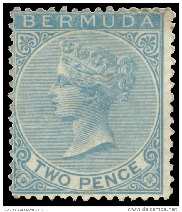 *        2 (3) 1866 2d Dull Blue Q Victoria^, Wmkd CC, Perf 14, OG, LH, Fine Scott Retail $525&hellip;SG $715 - Bermuda