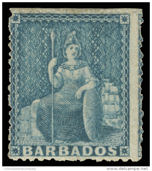 *        25 (44) 1870 (1d) Blue Britannia^, Wmkd Large Star, Rough Perf 14 To 16, OG, VLH, F-VF, With RPSL... - Barbados (...-1966)
