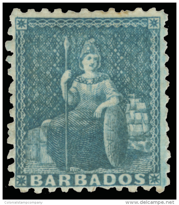 *        23 (37) 1861 (1d) Blue Britannia^, Unwmkd, Perf 11 To 12&frac12;, Prepared For Use But Not Issued, Rare,... - Barbados (...-1966)