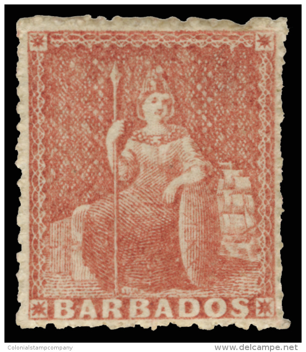 *        17d (27) 1868 (4d) Lake-rose Britannia^, Unwmkd, Rough Perf 14 To 16, Exceptional Quality For This... - Barbados (...-1966)