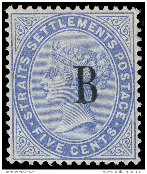 *        15 (18) 1884 5&cent; Blue Q Victoria^ Of Straits Settlements, With "B" Overprint SG Type 1, Wmkd CA, Perf... - Thailand