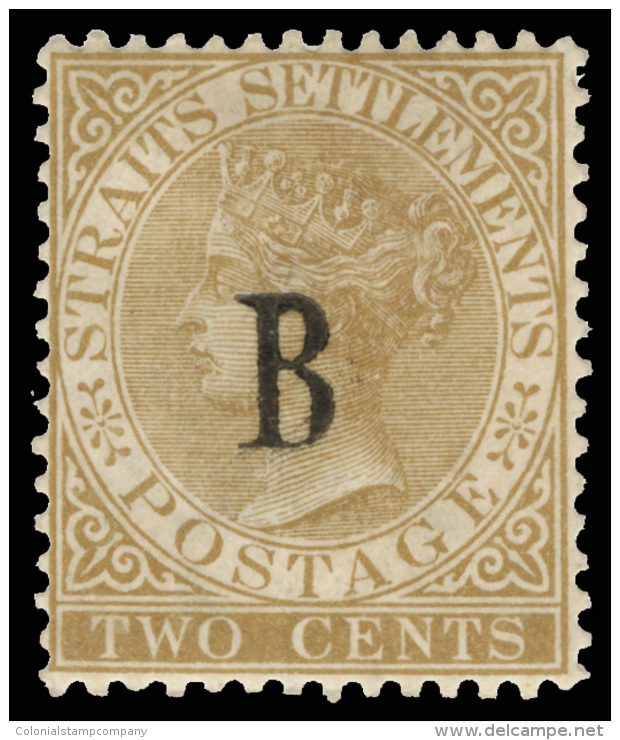 *        11 (14) 1882 2&cent; Brown Q Victoria^ Of Straits Settlements, With "B" Overprint SG Type 1, Wmkd CA, OG,... - Thailand