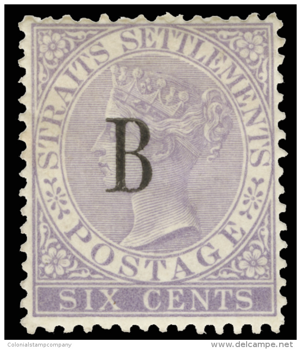 *        4 (5) 1882 6&cent; Lilac Q Victoria^ Of Straits Settlements, With "B" Overprint SG Type 1, Wmkd CC,... - Thailand