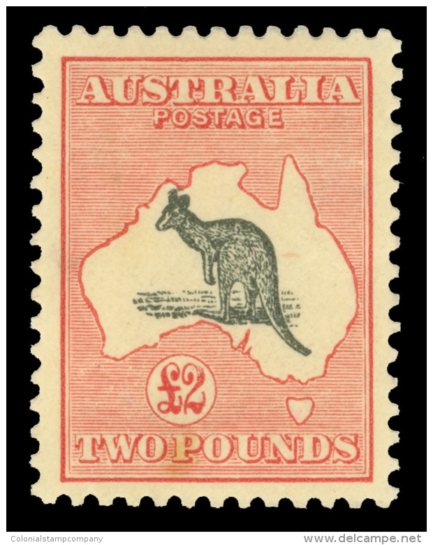 *        129 (138) 1934 &pound;2 Black And Rose Kangaroo^, Die II, Wmkd Small Crown And C Of A Multiple, Perf 12,... - Andere & Zonder Classificatie