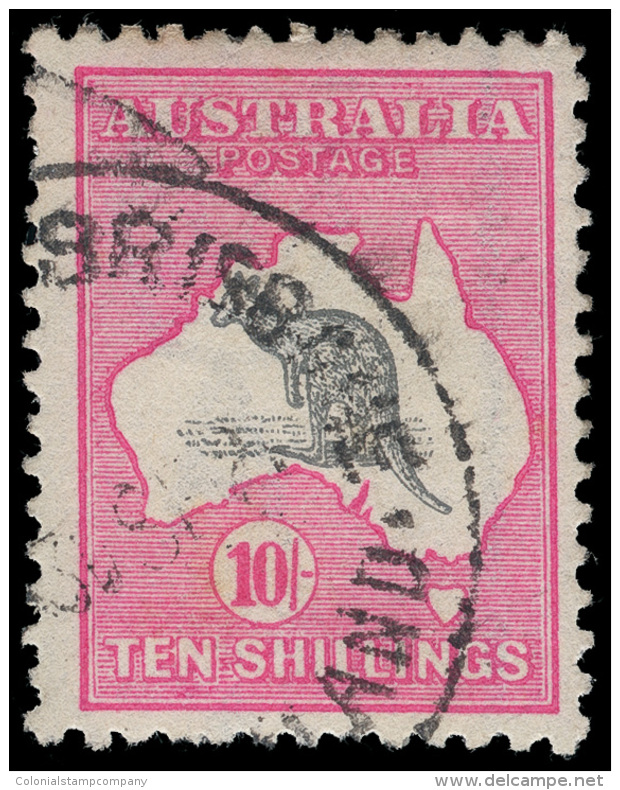 O        55 Var (43a) 1918 10' Grey And Bright Aniline Pink Kangaroo^, Wmkd Narrow Crown And Narrow A, Perf 12,... - Andere & Zonder Classificatie