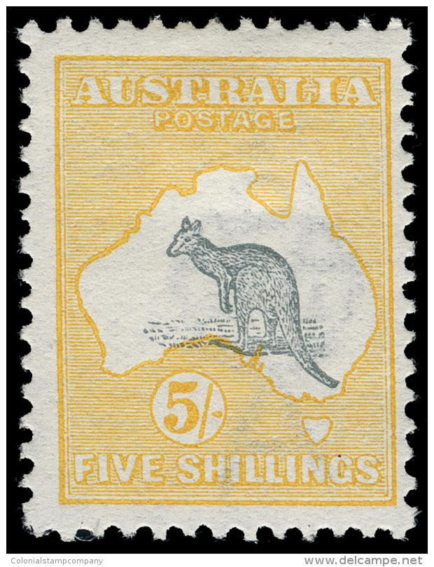 *        12 (13) 1913 5' Grey And Yellow Kangaroo^, Die II, Wmkd Wide Crown And Wide A, Perf 12, OG,HR, F-VF Scott... - Andere & Zonder Classificatie