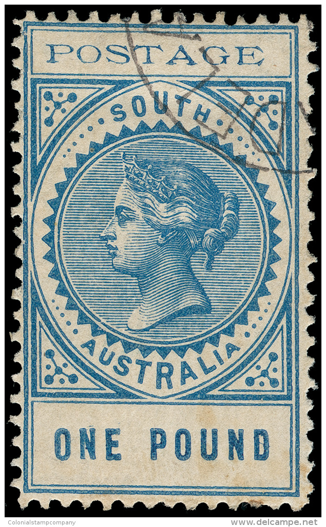 O        131 (279) 1902 &pound;1 Blue Q Victoria^, Thin "POSTAGE" (SG Type 25), Wmkd Crown SA, Perf... - Gebruikt