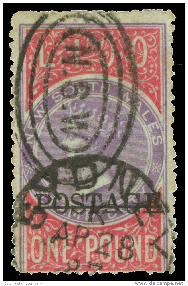 O        74 (240a) 1886 &pound;1 Lilac And Claret Q Victoria Overprinted "POSTAGE"^ In Black, Wmkd NSW (SG Type 41... - Gebruikt