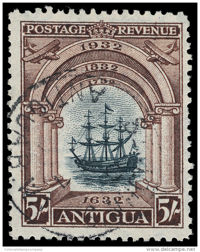 O        67-76 (81-90) 1932 &frac12;d-5' Antigua Tercentenary^, Cplt (10), Light Cancels, F-VF Scott Retail... - Aitutaki