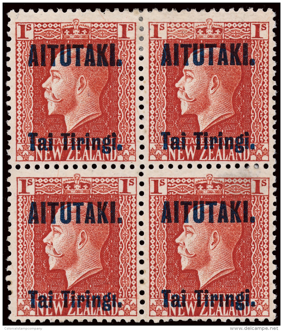 */[+]    18d, 18e, 18 (14ad, 14ac, 14a) 1917 1' Orange K George V Of New Zealand^ Recess Printing Overprinted,... - Aitutaki