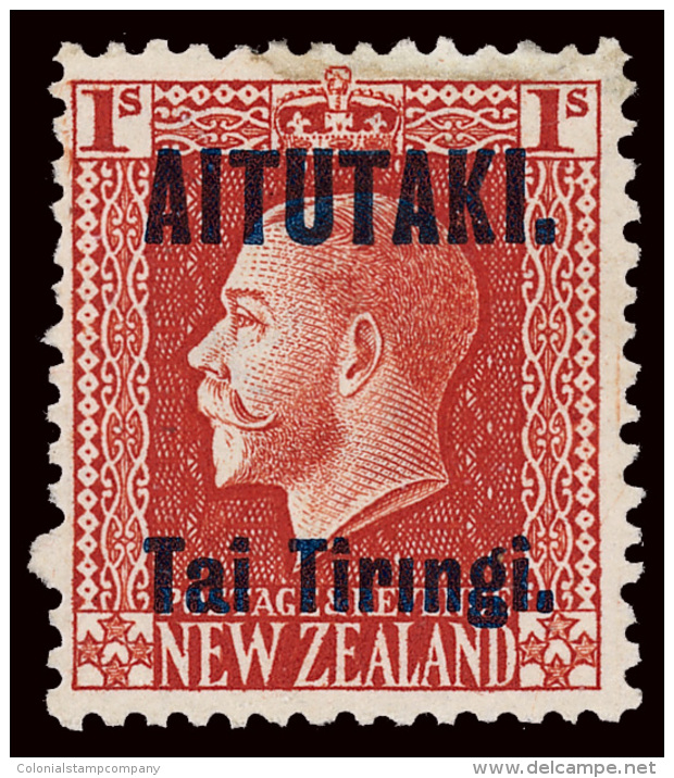 *        18d (14ac) 1917 1' Vermilion K George V Of New Zealand^ Overprinted, ERROR - "Tiringi" Without Dot On... - Aitutaki