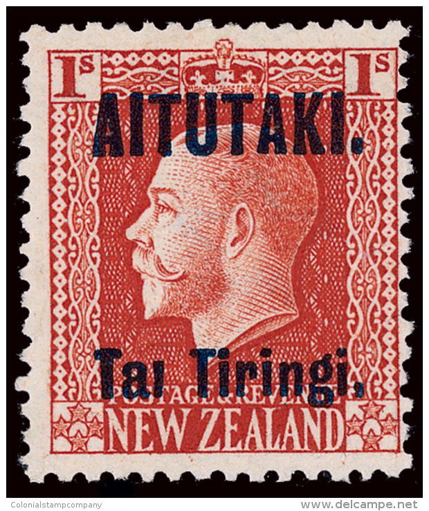 *        18c (14ab) 1917 1' Orange K George V Of New Zealand^ Overprinted, ERROR - "Tai" Without Dot On "i", A... - Aitutaki