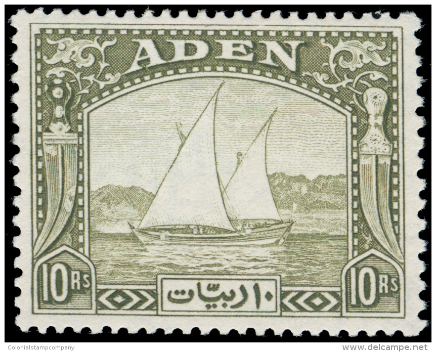 *        1-12 (1-12) 1937 &frac12;a-10r Dhows^, Wmkd Script CA (sideways), Perf 13x12, Cplt (12), OG,LH, F-VF Scott... - Aden (1854-1963)