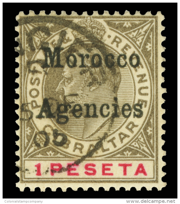 O        25 (22) 1905 1pe Black And Carmine K Edward VII^ Of Gibraltar Overprinted "Morocco Agencies" (SG Type 2),... - Marokko (kantoren)