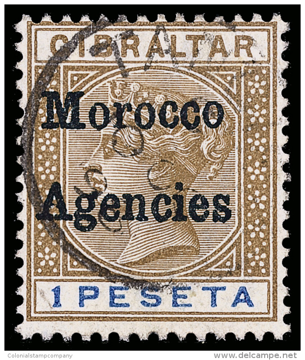 O        11 (7c) 1898 1pe Bistre And Ultramarine Q Victoria^ With Dark Blue "Morocco Agencies" Overprint, A Most... - Marokko (kantoren)