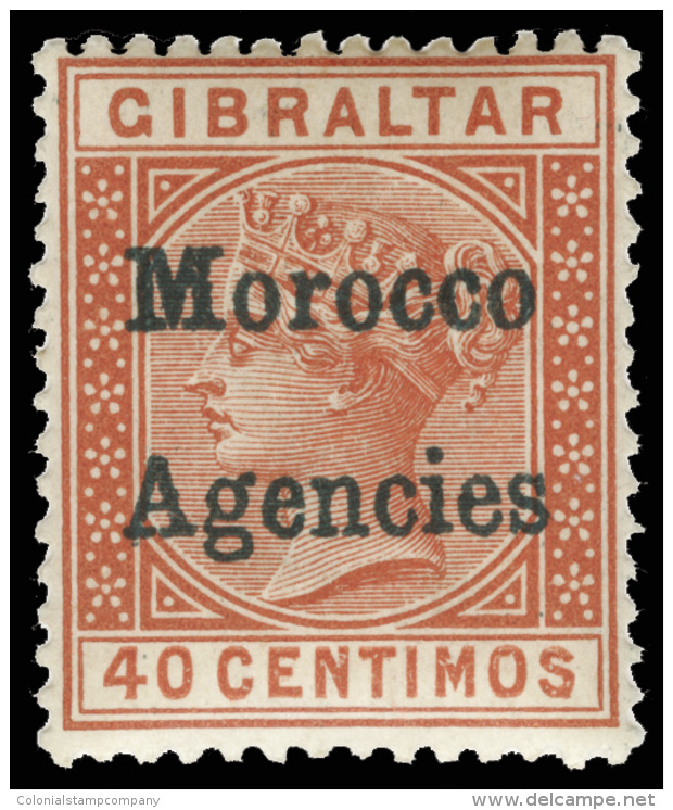 *        9 (5c) 1898 40c Orange-brown Q Victoria Of Gibraltar Overprinted "Morocco Agencies" In BLUE-BLACK^, A Rare... - Marokko (kantoren)