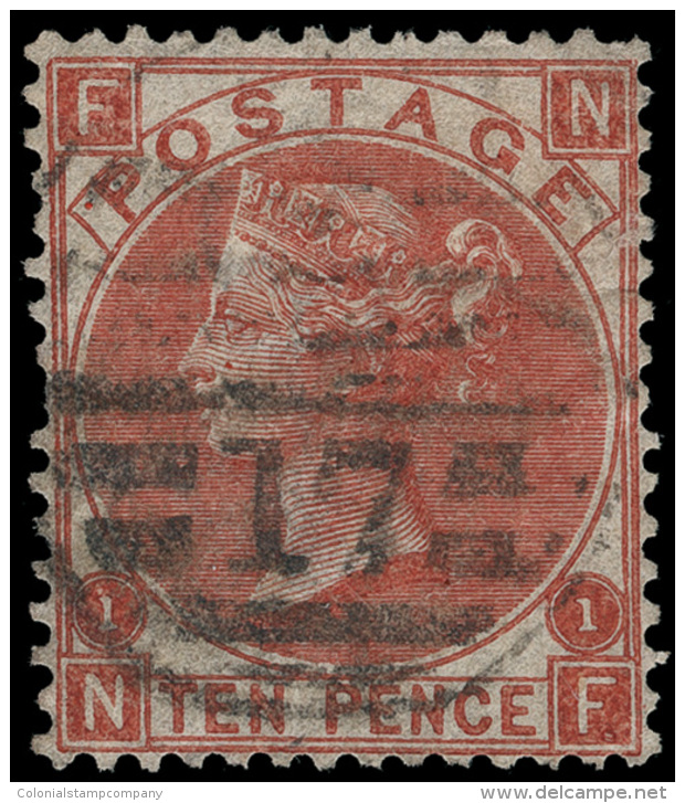 O        53 (112) 1867 10d Red-brown Q Victoria^, Plate 1, Wmkd Spray Of Rose, Perf 14, Numeral "17" Grid Cancel,... - Andere & Zonder Classificatie