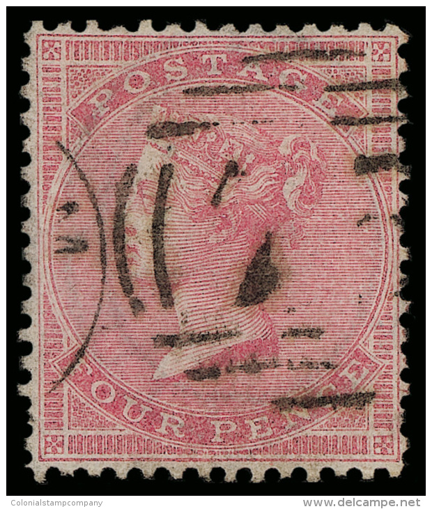 O        26 (66a) 1857 4d Rose Q Victoria On Ordinary White Paper^, Wmkd Large Garter, Perf 14, With Numeral "7"... - Andere & Zonder Classificatie