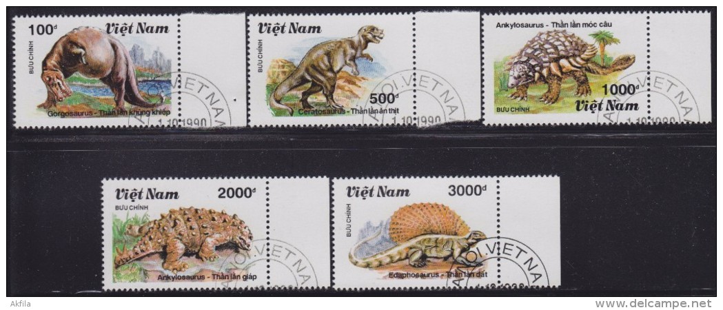 LR99. Vietnam 1990 Prehistoric Animals (Fauna) - Dinosaurs, Used (o) - Viêt-Nam