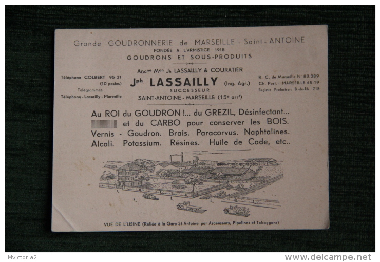 Carte Publicitaire De La Grande Goudronnerie De MARSEILLE ST ANTOINE ,Joseph LASSAILLY. - Publicités