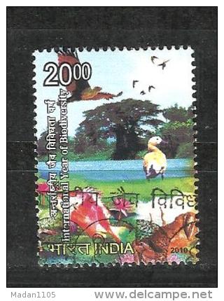 INDIA, 2010, FINE USED, First Day Cancelled, International Year Of Biodiversity, 1 V, Nature, Bird,Fauna,l, - Oblitérés