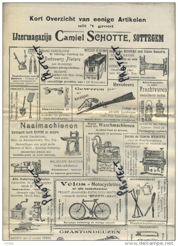 Zottegem :SCHOTTE De Groote Leeuw  (bakovens- Vélo-moto-naaimachine-revolvers-wasmachine-.....(formaat 40 X 22 Cm En A4) - Zottegem