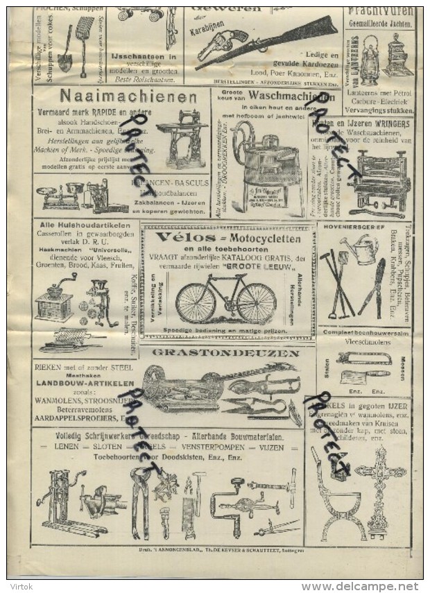 Zottegem :SCHOTTE De Groote Leeuw  (bakovens- Vélo-moto-naaimachine-revolvers-wasmachine-.....(formaat 40 X 22 Cm En A4) - Zottegem