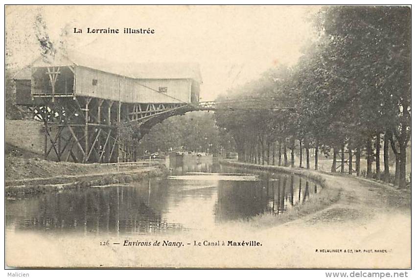 - Meurthe Et Moselle - Ref B455- Maxeville - Le Canal - Canaux - Structure Bois Et Passerelle - - Maxeville