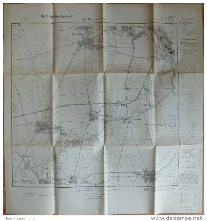 Gr. Ottersleben 2167 Neue Nr. 3935 - Nur Für Den Dienstgebrauch! - Messtischblatt 1:25000 - Herausgegeben Reichsamt Für - Topographical Maps