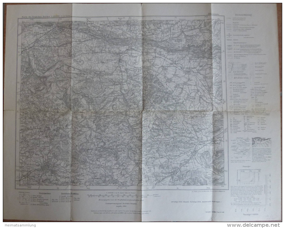 Lemgo 309 - Karte Des Deutschen Reiches 1:100'000 - 50cm X 50cm - Herausgegeben Vom Landesvermessungsamt Nordrhein-Westf - Topographische Karten