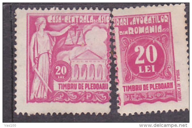 REVENUE STAMPS,LAW HOUSE,X2,MNH,ROMANIA. - Revenue Stamps