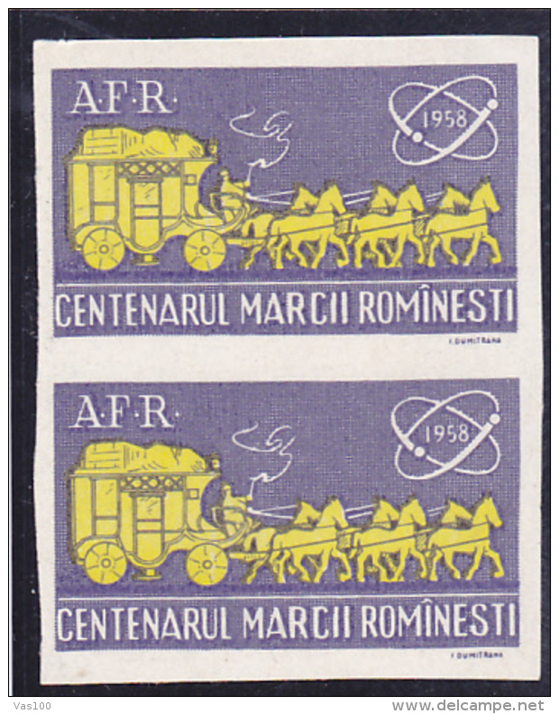 CINDARELA LABELS,VIGNIETTE,ATOM,STAMPS IN PAIR, NONPERFORATED,ROMANIA. - Revenue Stamps