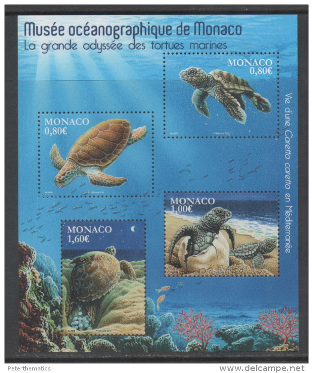 MONACO, 2016 ,MNH, TURTLES, SHEETLET - Turtles