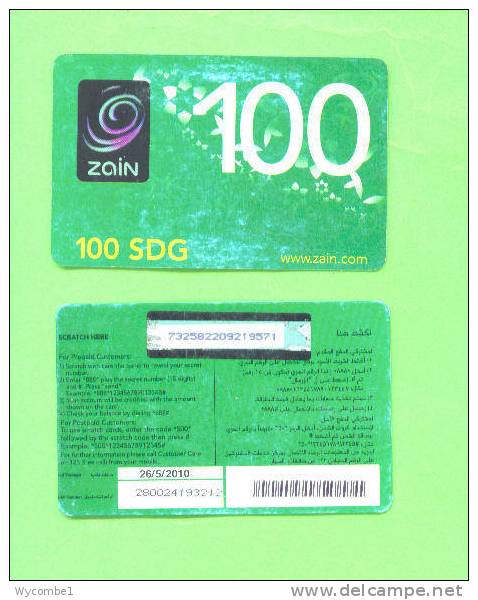 SUDAN - Remote Phonecard/Zain 100 SDG - Soedan