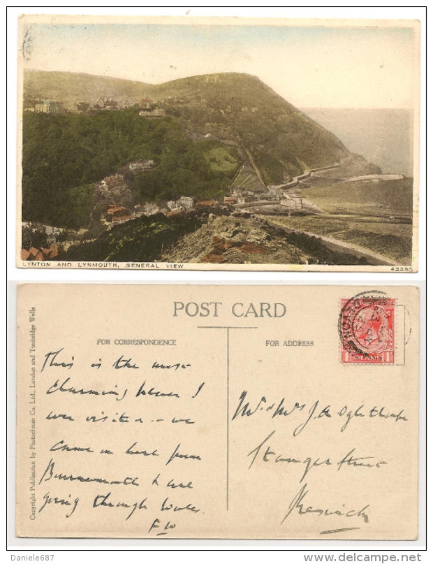 UNITED KINGDOM (038) - ENGLAND - LYNTON AND LYNMOUTH, GENERAL VIEW - Fp/Vg 1925 - Lynmouth & Lynton