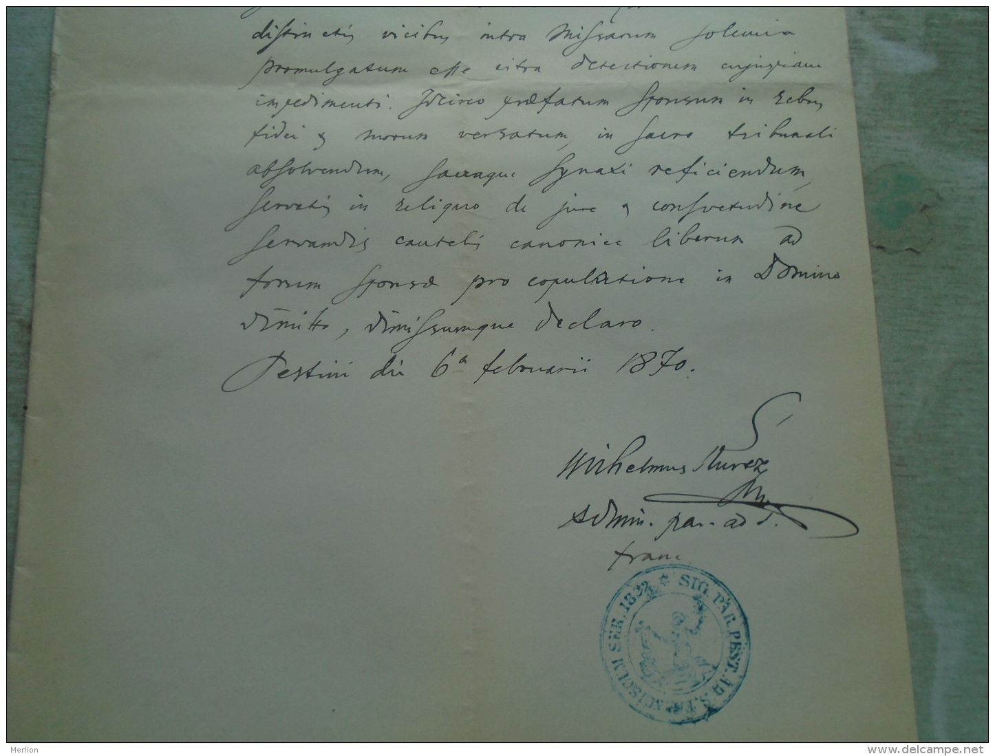 D137988.8 Old Document  Hungary   -Rudolf Oszvald -Susanna Grosch  Pest  1870 - Verloving