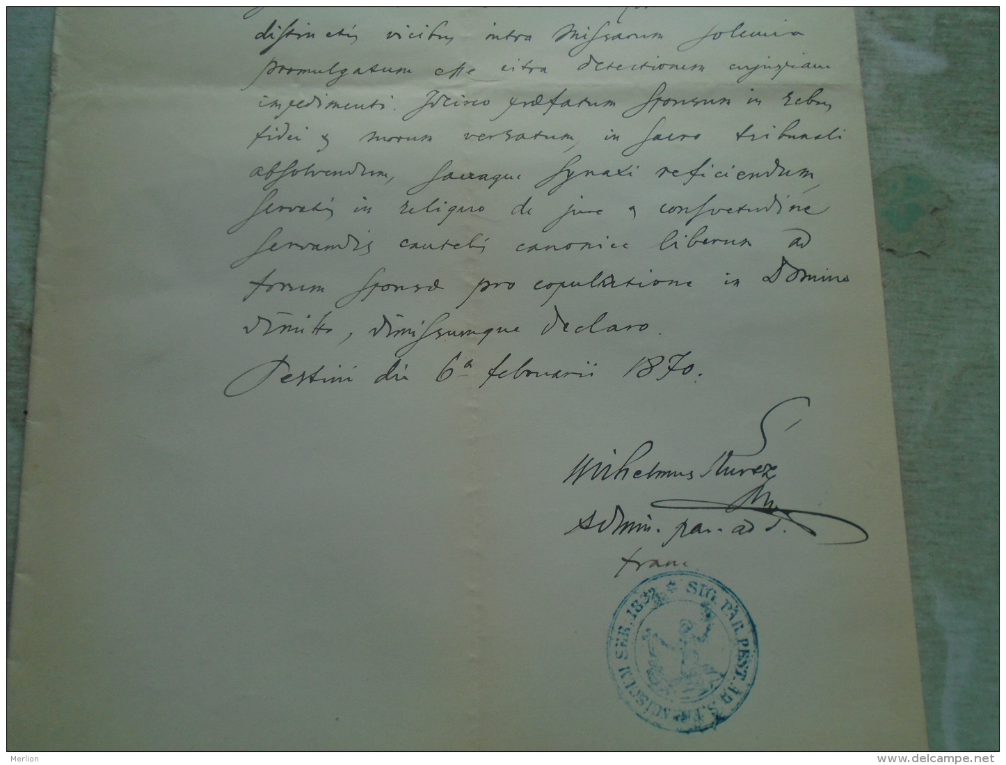 D137988.8 Old Document  Hungary   -Rudolf Oszvald -Susanna Grosch  Pest  1870 - Engagement